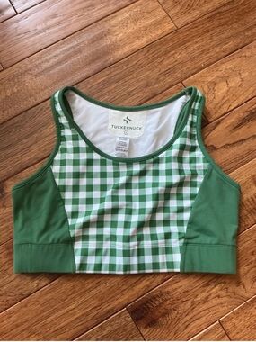 Women's Tuckernuck Green Trellis Gingham Sports Bra